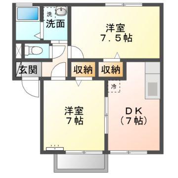 SHINE ARK(2DK/1階)の間取り写真