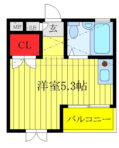 赤羽ツゥー・ツゥー(ワンルーム/2階)の間取り写真