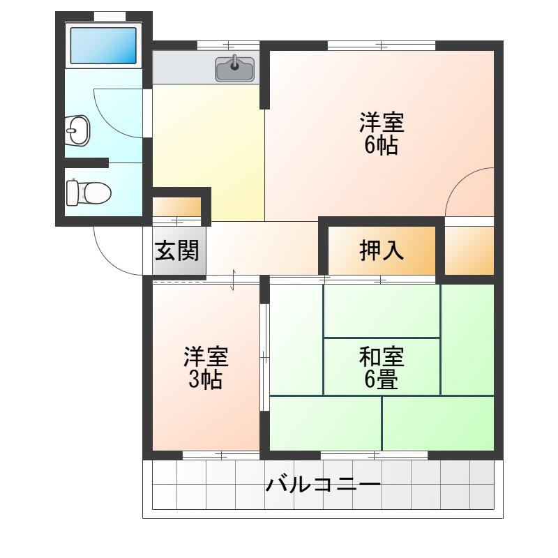 ルミナス新浜(3DK/2階)の間取り写真
