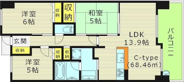 レジディア都島Ⅰ(3LDK/14階)の間取り写真