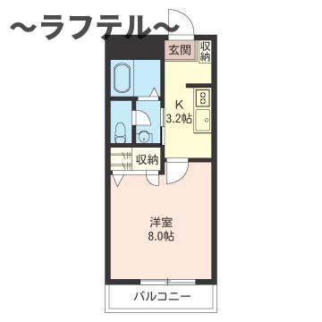 レイクルイーズ(1K/1階)の間取り写真