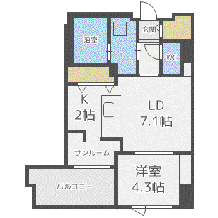 F006(1LDK/10階)の間取り写真