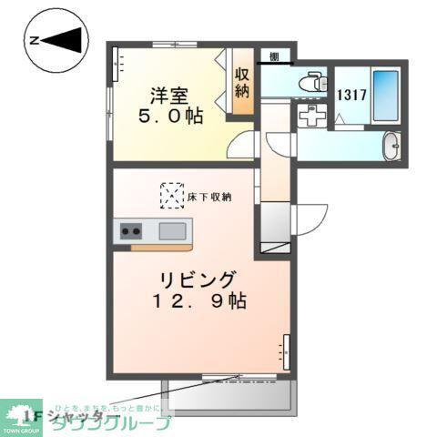 ボナール久保町(1LDK/2階)の間取り写真