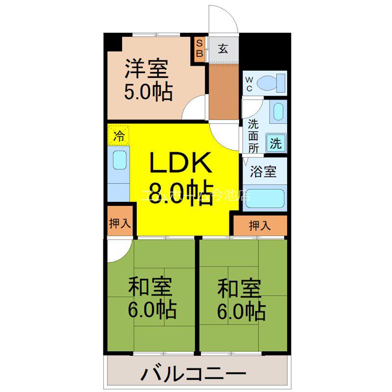 森ハイツ(3LDK/3階)の間取り写真