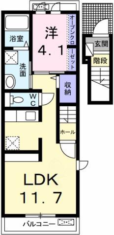 スプリング ブリーズ(1LDK/2階)の間取り写真