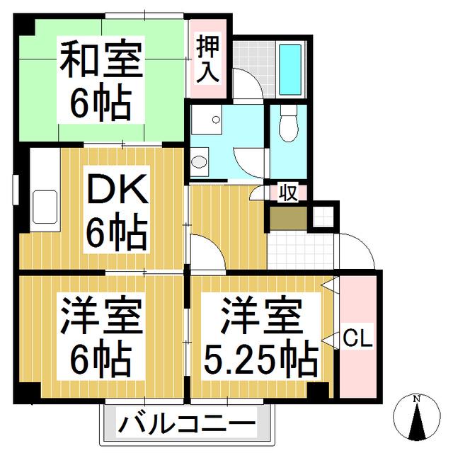 サープラス・スリーM A棟(3DK/2階)の間取り写真
