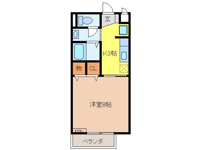 SUN FLOWER 正木I(1K/2階)の間取り写真