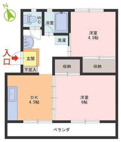 パークヒルズあわら(2DK/1階)の間取り写真