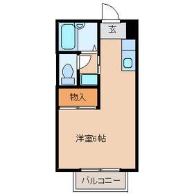 奥ハイツⅡ(1K/2階)の間取り写真