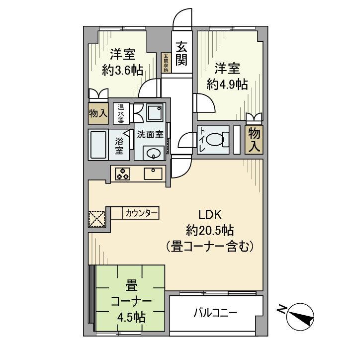 万葉ハイツ元町(3LDK/7階)の間取り写真