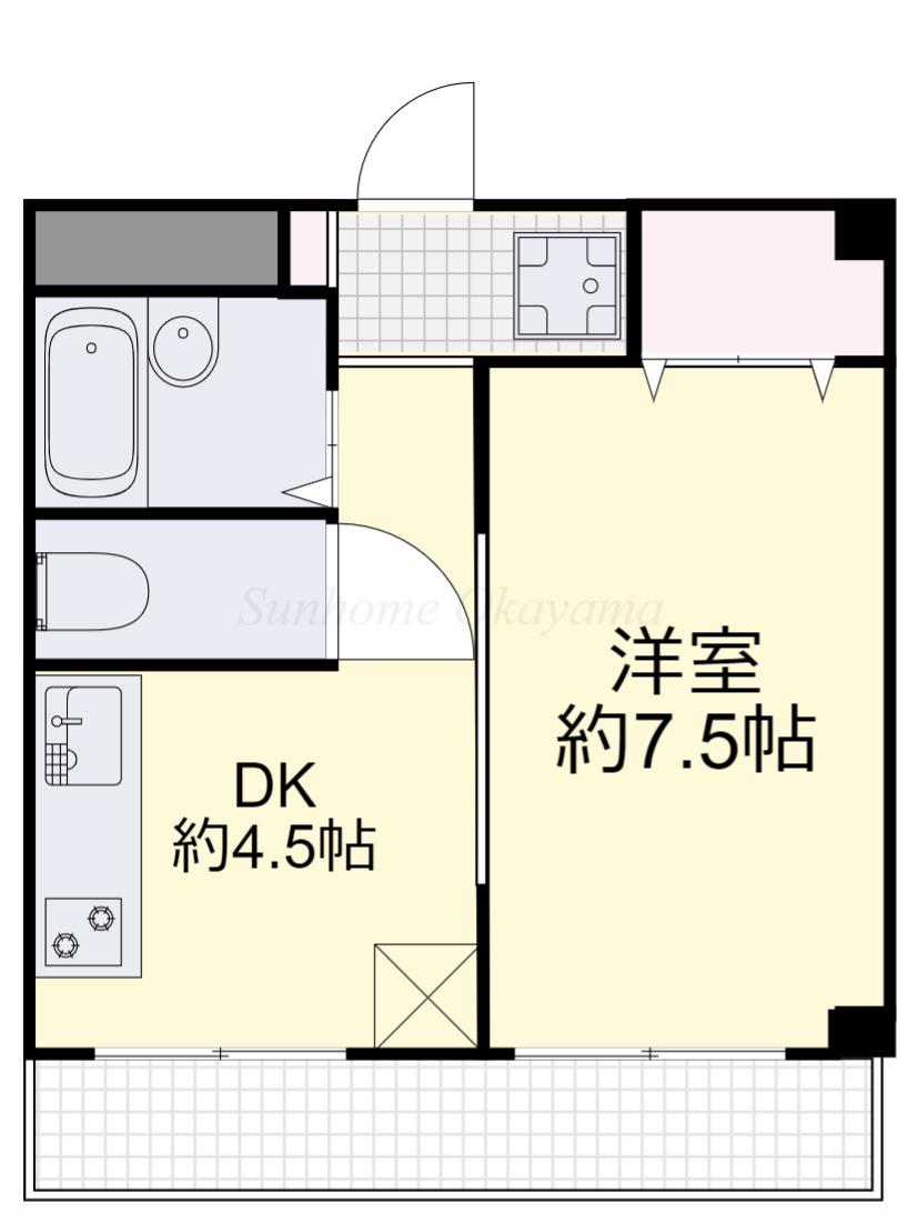 プラーナ富町(1DK/3階)の間取り写真
