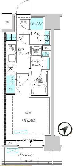 ヴィークブライト蔵前(1K/3階)の間取り写真
