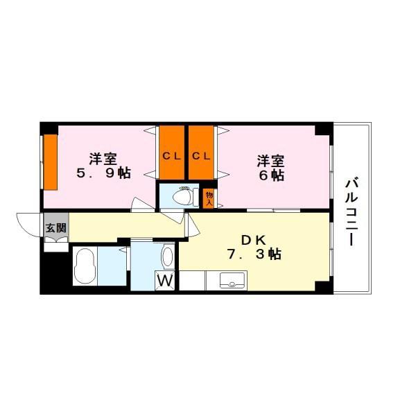 FOREST COURT(2DK/2階)の間取り写真