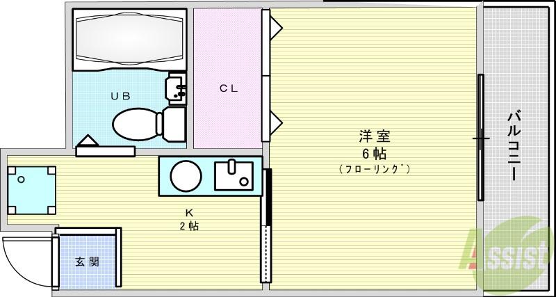 ASIX(1K/2階)の間取り写真