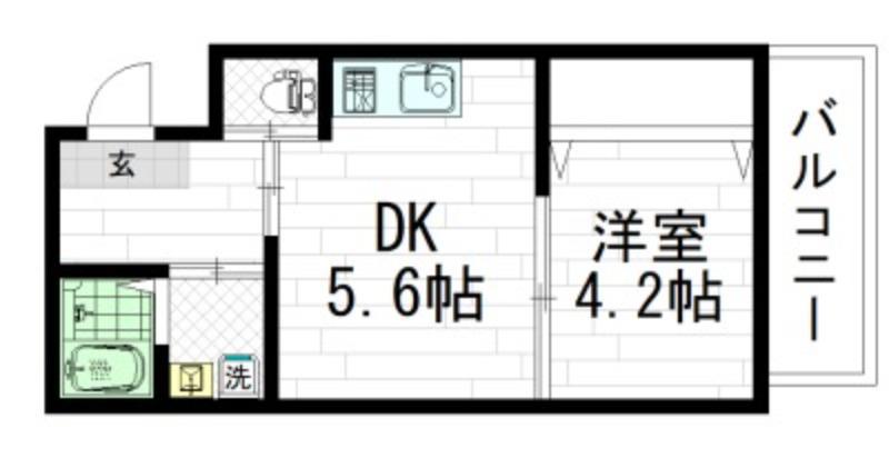 エム・ステージ勝山II(1DK/1階)の間取り写真