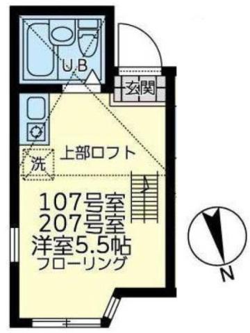 ユナイト境之谷プリンアラモード(ワンルーム/1階)の間取り写真