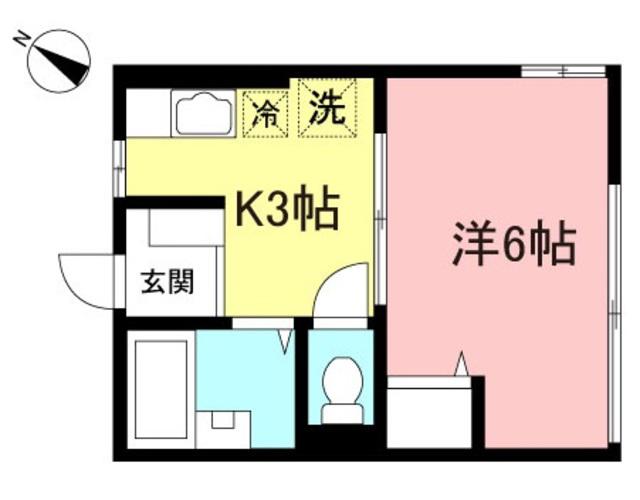 カーサブランカ(1K/2階)の間取り写真