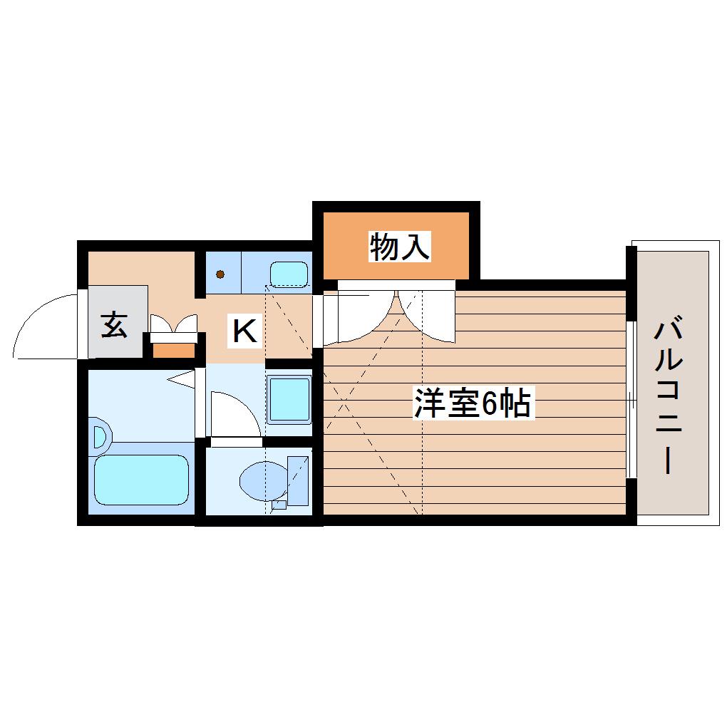 ステーブル富沢(1K/2階)の間取り写真