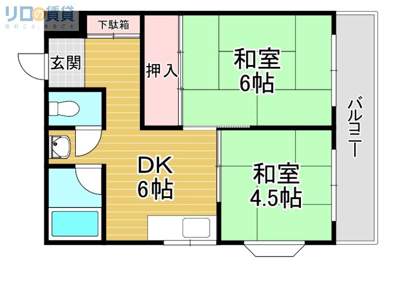 シャンボール淀川(2DK/3階)の間取り写真