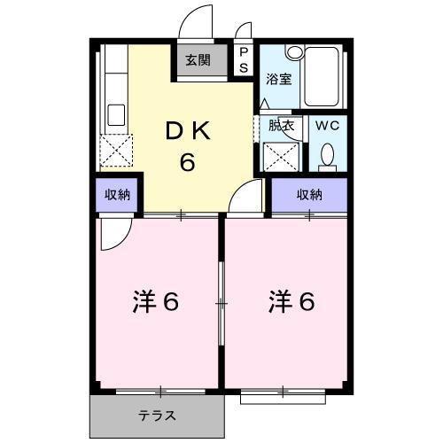 エルディム・福島B(2DK/1階)の間取り写真