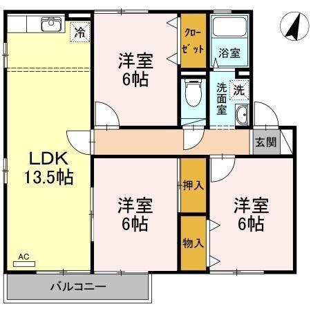 セジュール久山台(3LDK/2階)の間取り写真
