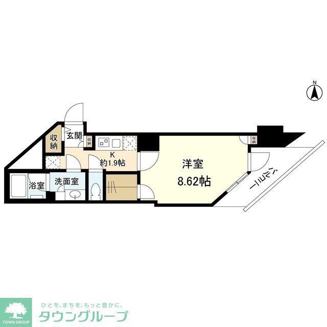 スタイリオ旗の台II(1K/4階)の間取り写真