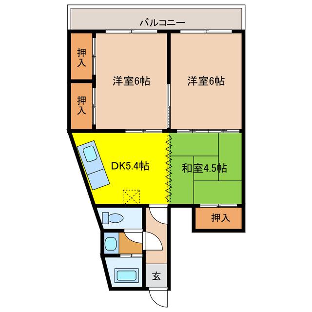 寿ハイツ(3DK/1階)の間取り写真