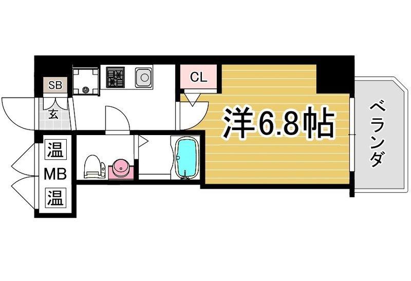 ラシュレエグゼ天王寺(1K/7階)の間取り写真