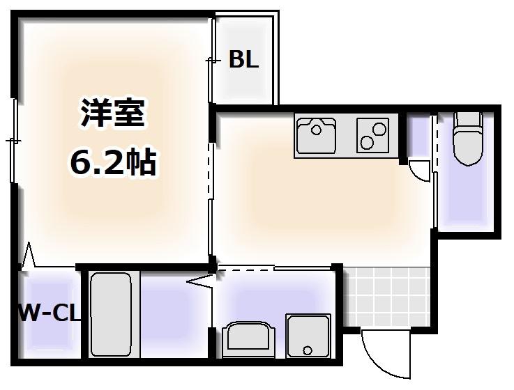HERITAGE夕陽丘(1K/9階)の間取り写真