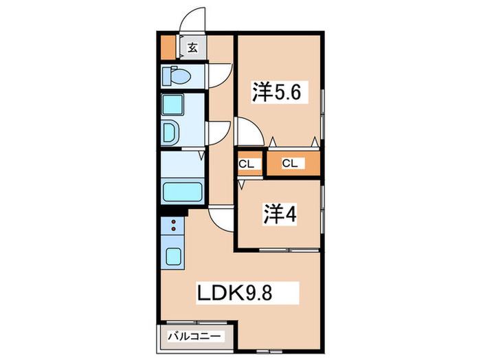CLAIR LA MAISON茅ヶ崎(2LDK/1階)の間取り写真