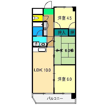 レジデンツアハト(3LDK/13階)の間取り写真