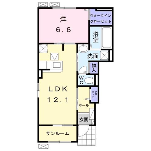 チエーロ(1LDK/1階)の間取り写真