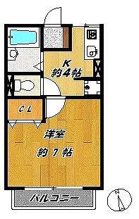 ルミエール池田(1K/2階)の間取り写真