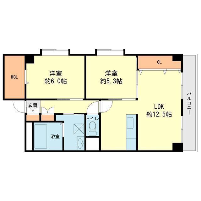ネオフェイム弐番館(2LDK/1階)の間取り写真