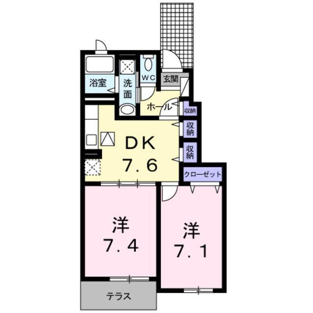 レジデンス根来(2DK/1階)の間取り写真