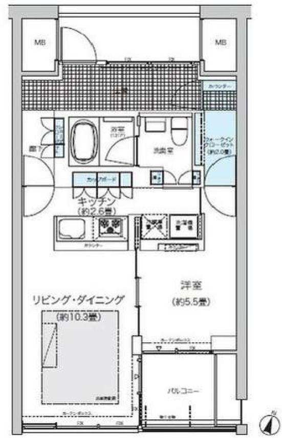 ガーデニエール砧 ウエスト(1LDK/4階)の間取り写真