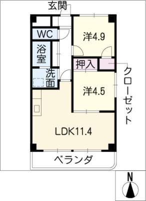 ウィルコート124(2LDK/4階)の間取り写真