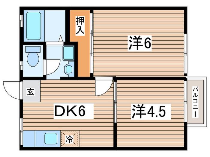 綱島ニューハイツ(2DK/2階)の間取り写真