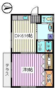 第2秋葉ハイツ(1DK/1階)の間取り写真