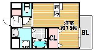 REVITA KYOBASHI(ワンルーム/3階)の間取り写真