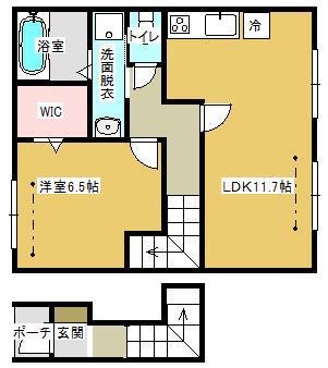 ヴァンベール(1LDK/2階)の間取り写真