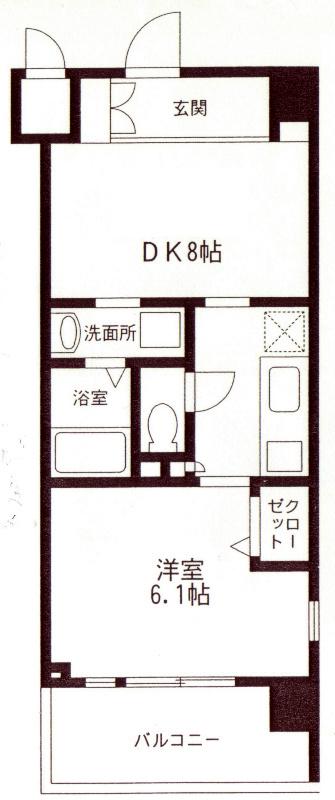 アバンセ(1DK/3階)の間取り写真