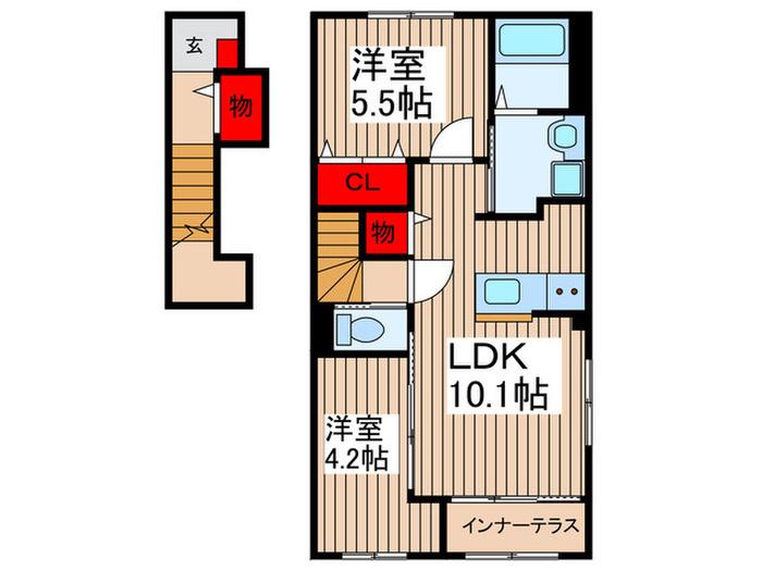 アンソレイユ(2LDK/2階)の間取り写真
