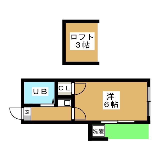 アパートメント佃野町(1K/1階)の間取り写真