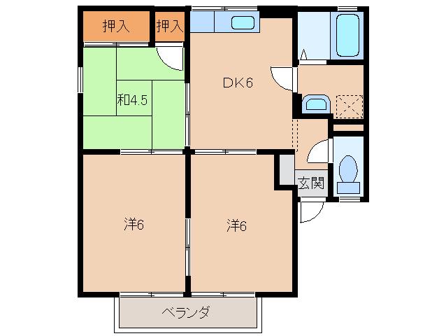 カーササンライズ(3DK/2階)の間取り写真