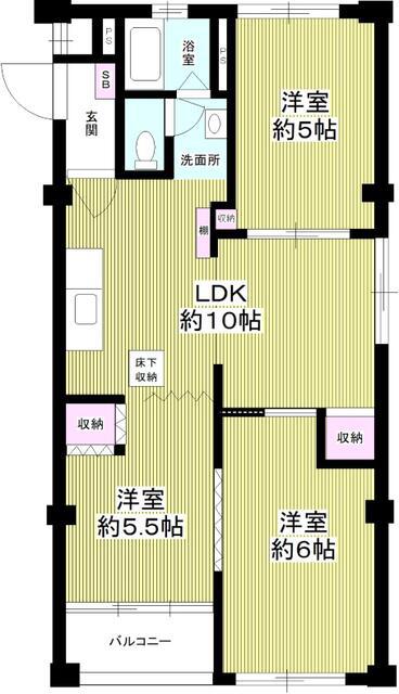 小金原第3コーポラス(3LDK/2階)の間取り写真