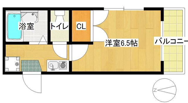 ブルーメアライ75(1K/2階)の間取り写真