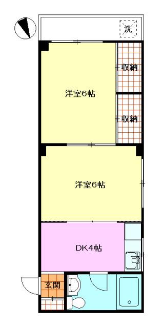 野島マンション(2DK/3階)の間取り写真