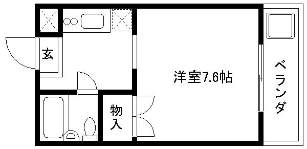 スチューデントハイツネム(1K/4階)の間取り写真