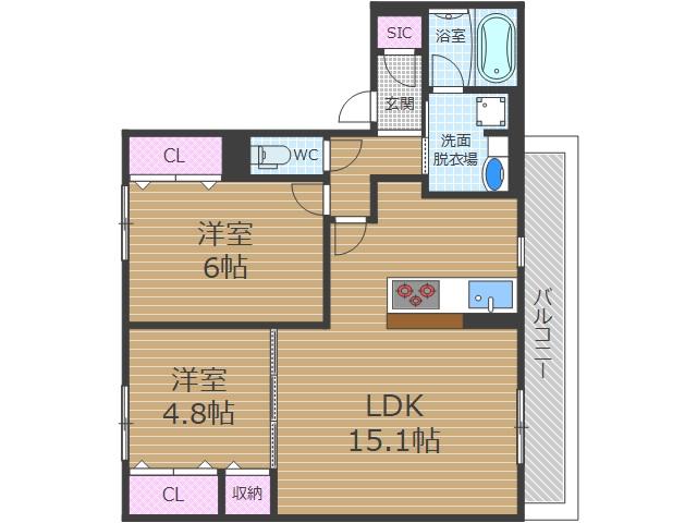 D-RESIDENCE南茨木Ⅱ(2LDK/3階)の間取り写真